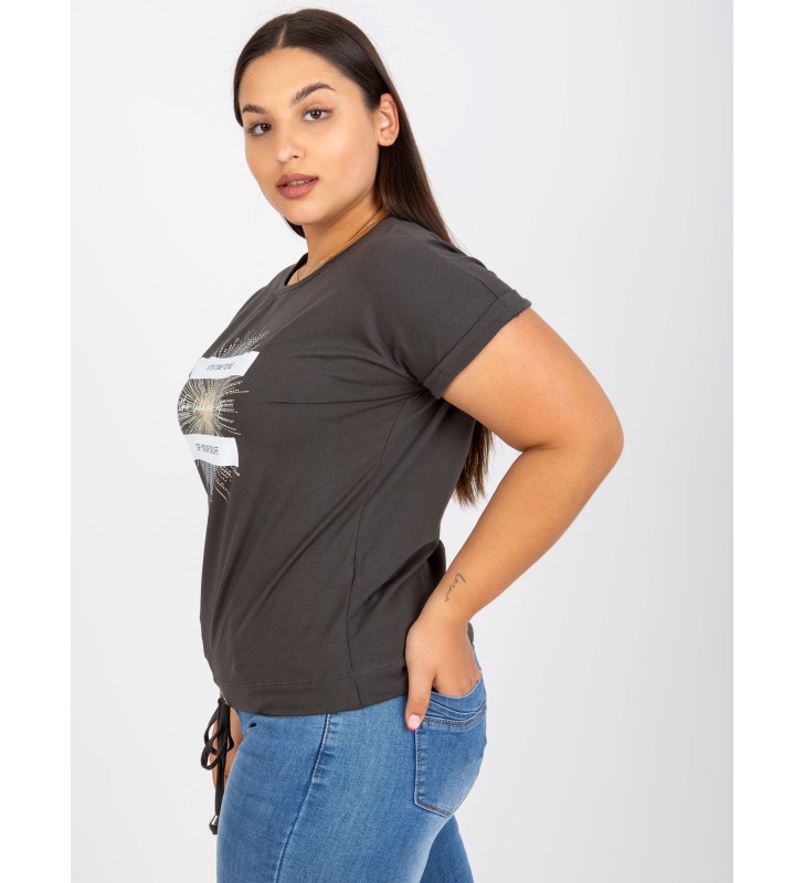 T-shirt plus size RV-TS-7658.24P ciemny khaki