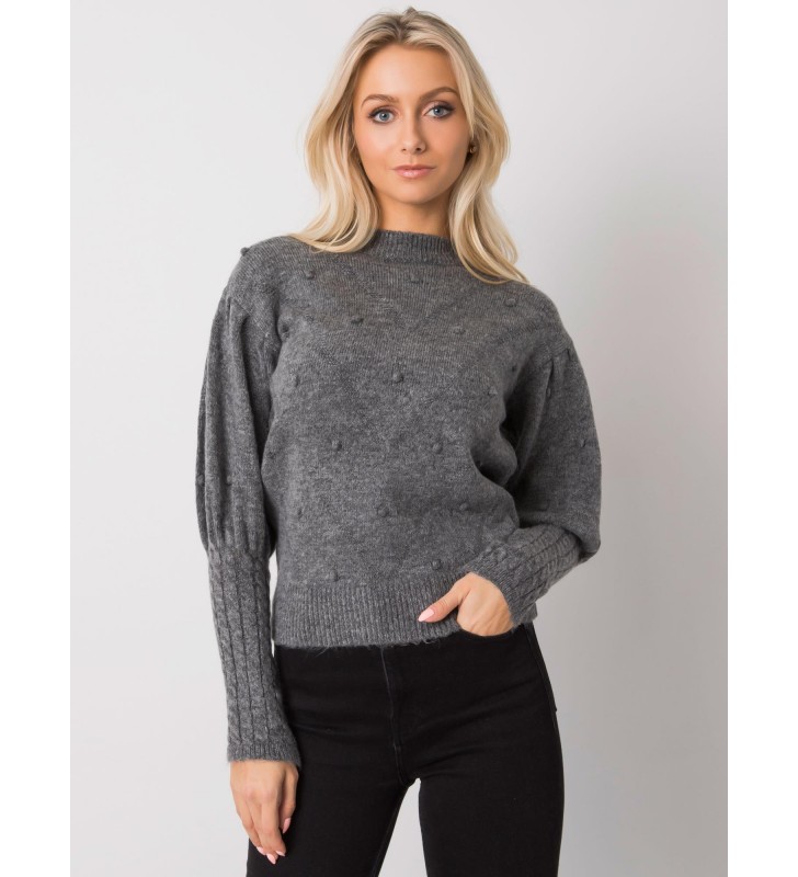 Sweter klasyczny ASM-SW-7424.17 ciemny szary