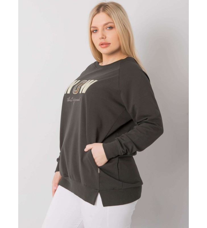 Bluzka plus size RV-BZ-7159.77P ciemny khaki