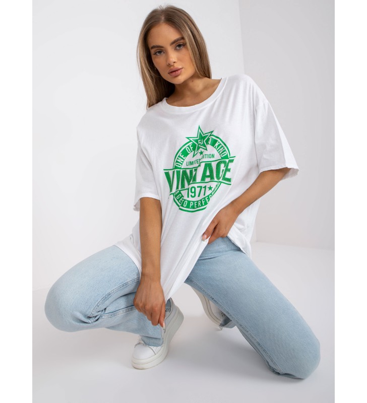 T-shirt z aplikacją DHJ-TS-6862.24X biało-zielony