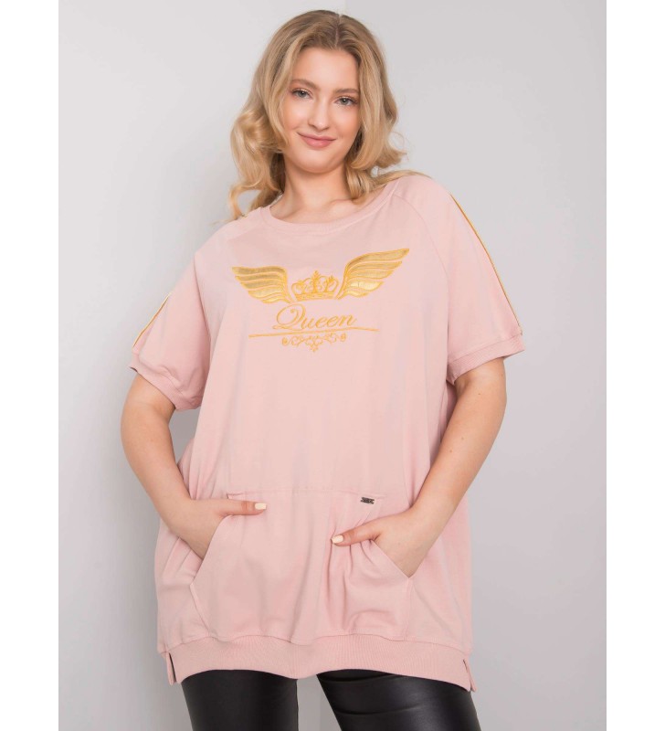 Bluzka plus size RV-BZ-6531.20P jasny różowy