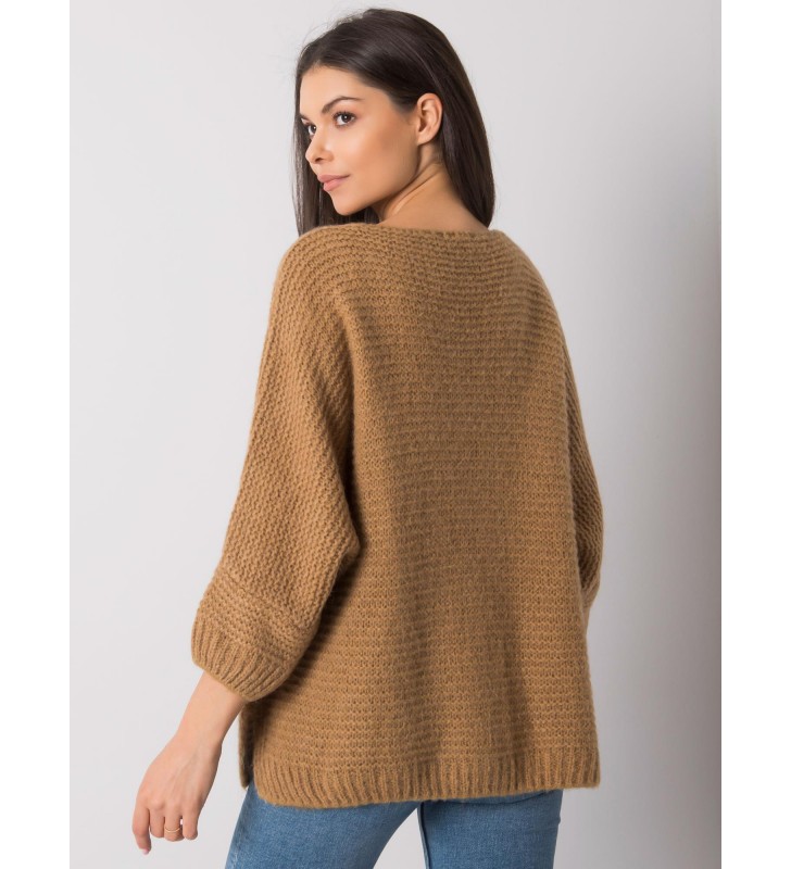 Sweter oversize TW-SW-BI-J1001.06 camelowy