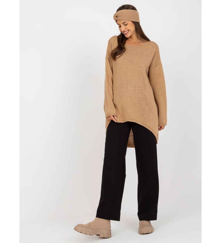 Sweter oversize TW-SW-BI-1222.13X camelowy