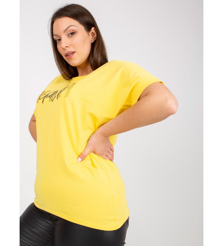 T-shirt plus size RV-TS-7919.01X żółty