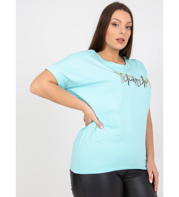 T-shirt plus size RV-TS-7919.01X mietowy