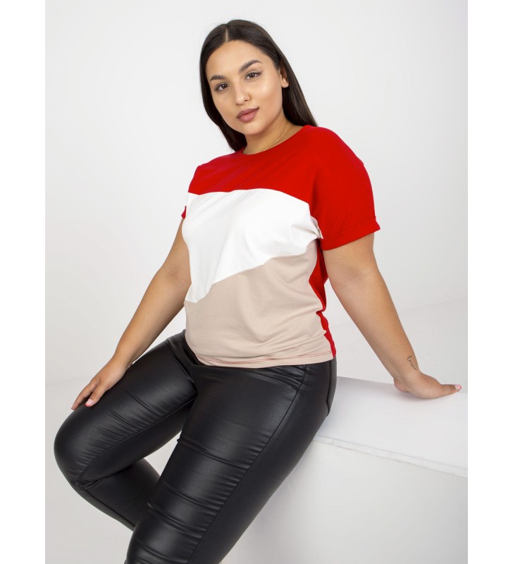 T-shirt plus size RV-TS-7875.77P czerwony