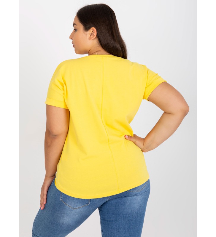 T-shirt plus size RV-TS-7776.02P żółty