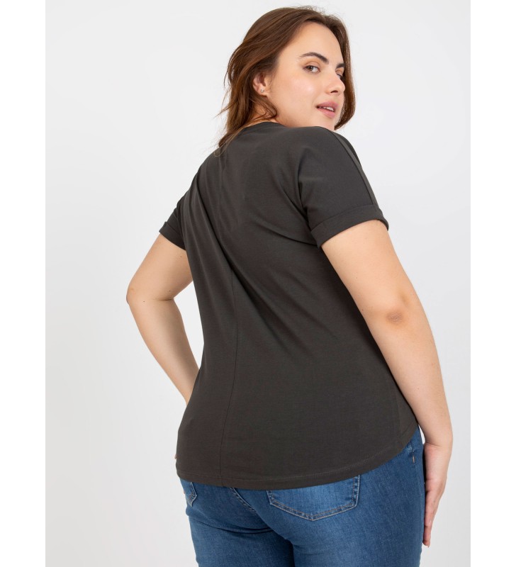 T-shirt plus size RV-TS-7776.02P ciemny khaki