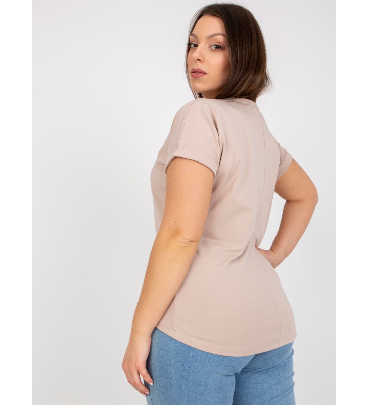 T-shirt plus size RV-TS-7775.66P beżowy