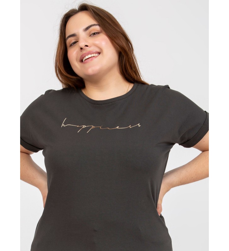 T-shirt plus size RV-TS-7774.16P ciemny khaki