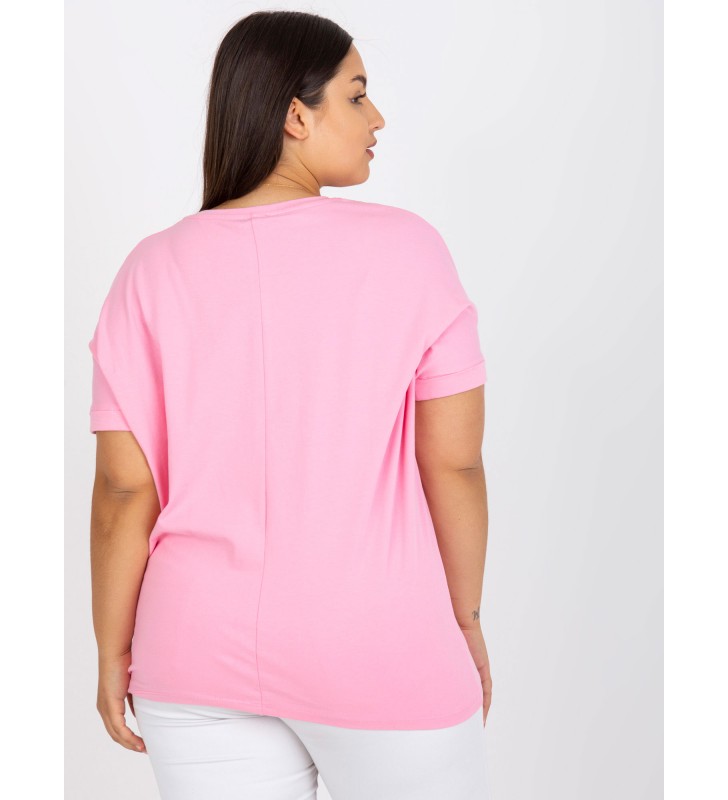 T-shirt plus size RV-TS-7660.88P różowy