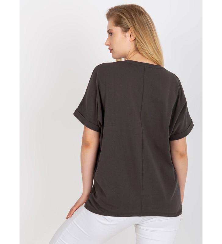 T-shirt plus size RV-TS-7660.88P ciemny khaki