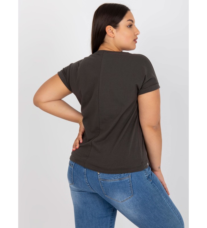 T-shirt plus size RV-TS-7658.24P ciemny khaki