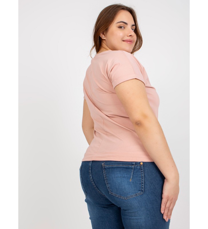 T-shirt plus size RV-TS-7657.68P jasny różowy