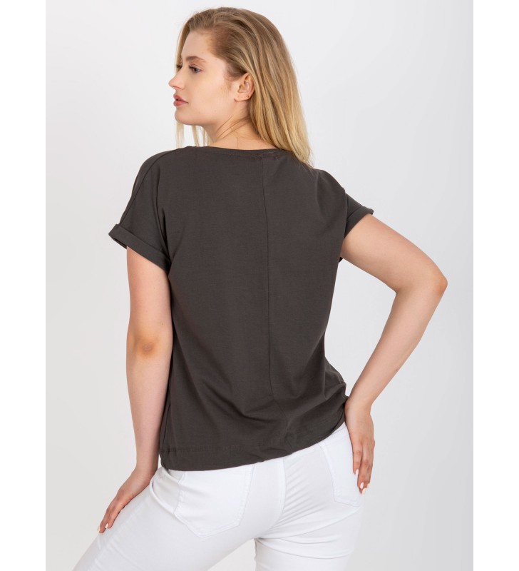 T-shirt plus size RV-TS-7657.68P ciemny khaki