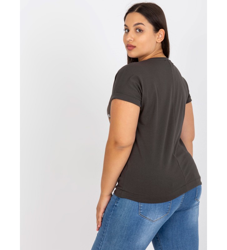 T-shirt plus size RV-TS-7656.84 ciemny khaki