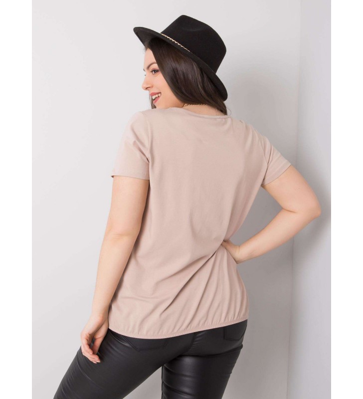 T-shirt plus size RV-TS-6320.85P beżowy