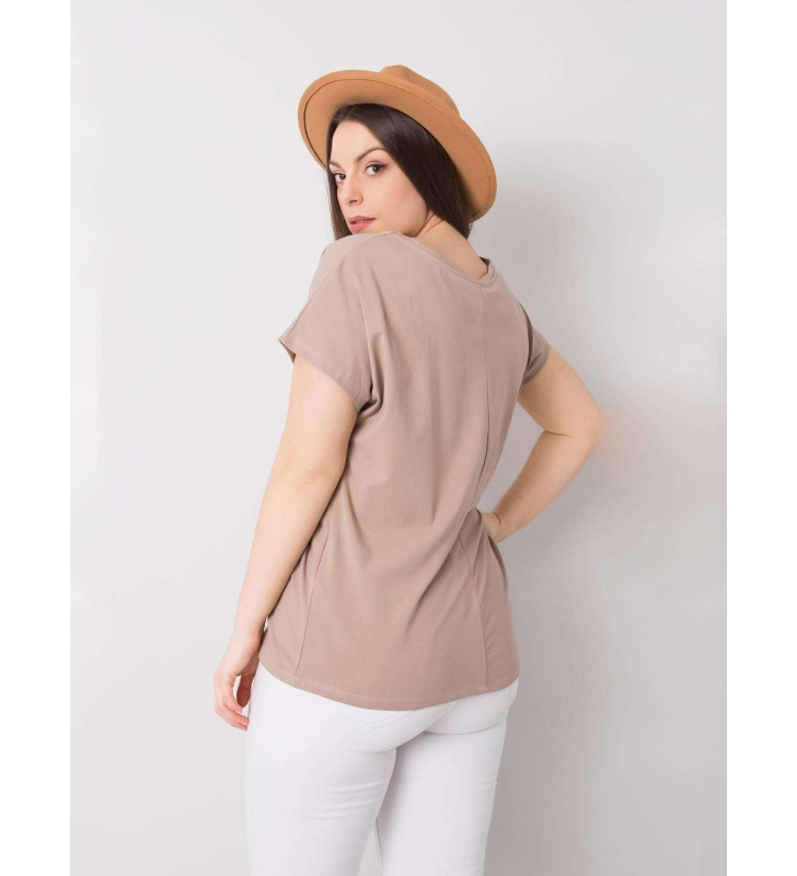 T-shirt plus size RV-TS-6305.22P ciemny bezowy