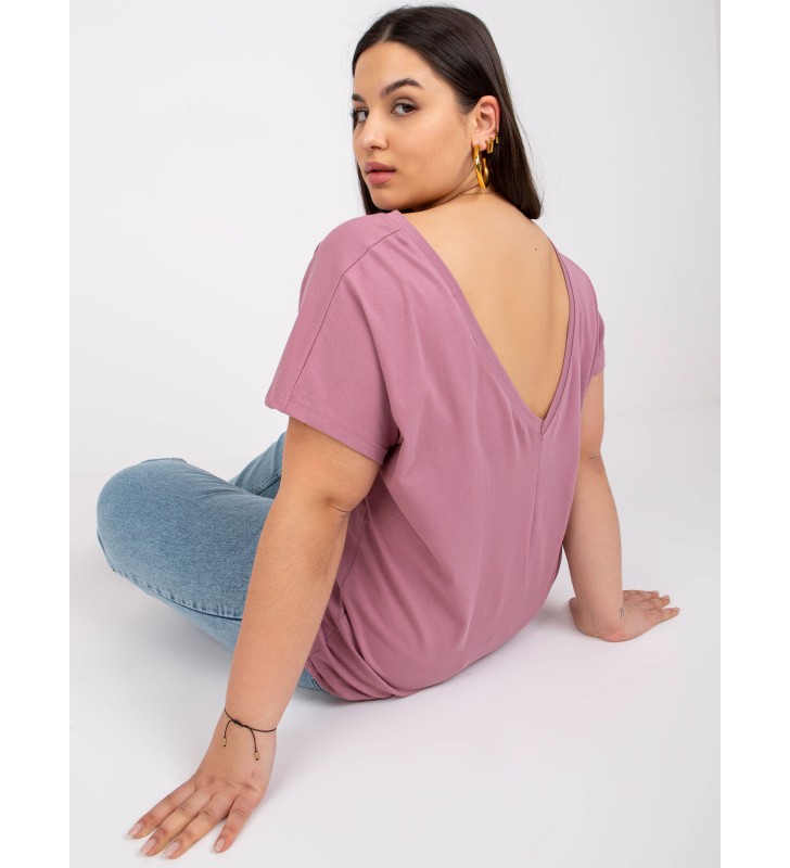 T-shirt plus size RV-TS-6297.08P ciemny różowy