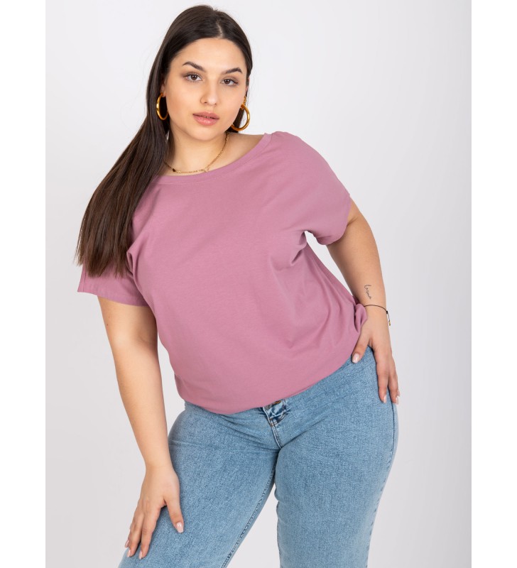 T-shirt plus size RV-TS-6297.08P ciemny różowy