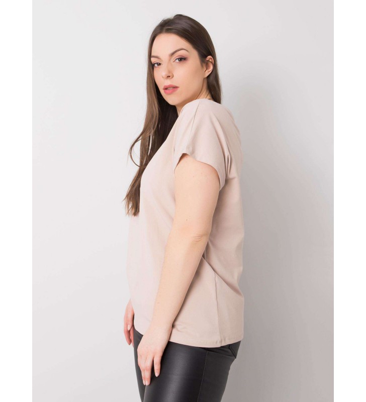 T-shirt plus size RV-TS-6297.08P beżowy