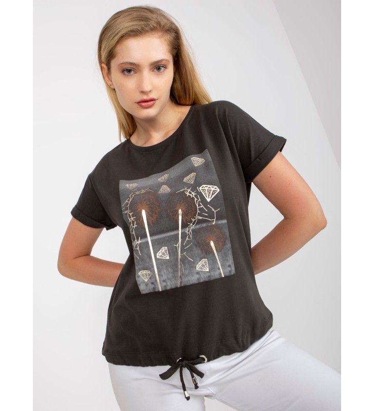 T-shirt plus size RV-TS-0237.84P ciemny khaki