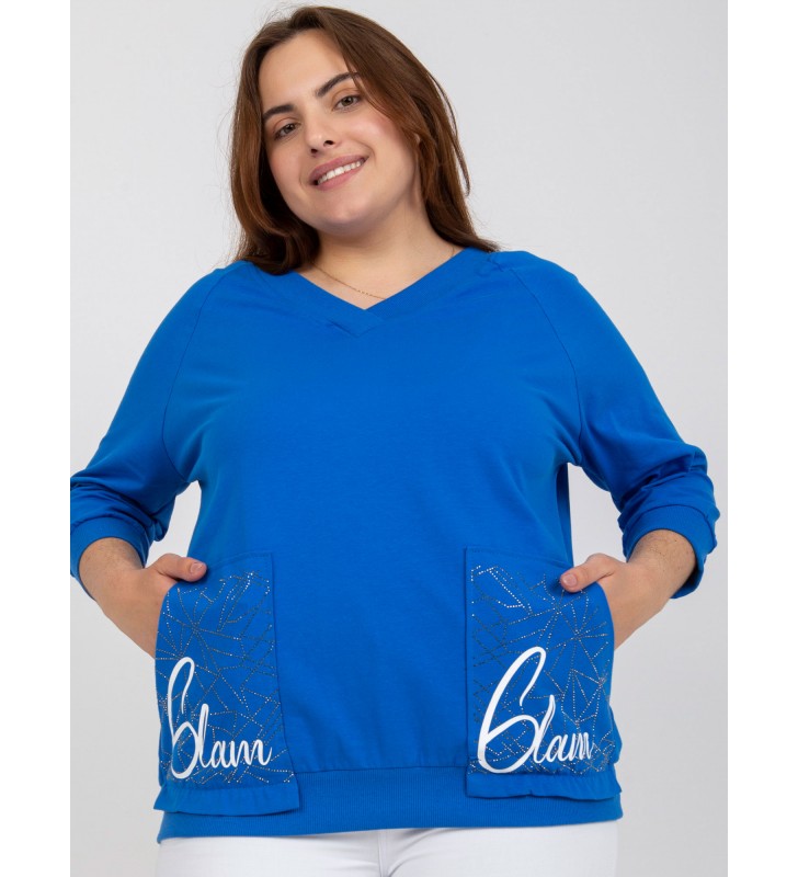 Bluzka plus size RV-BZ-7695.19P ciemny niebieski