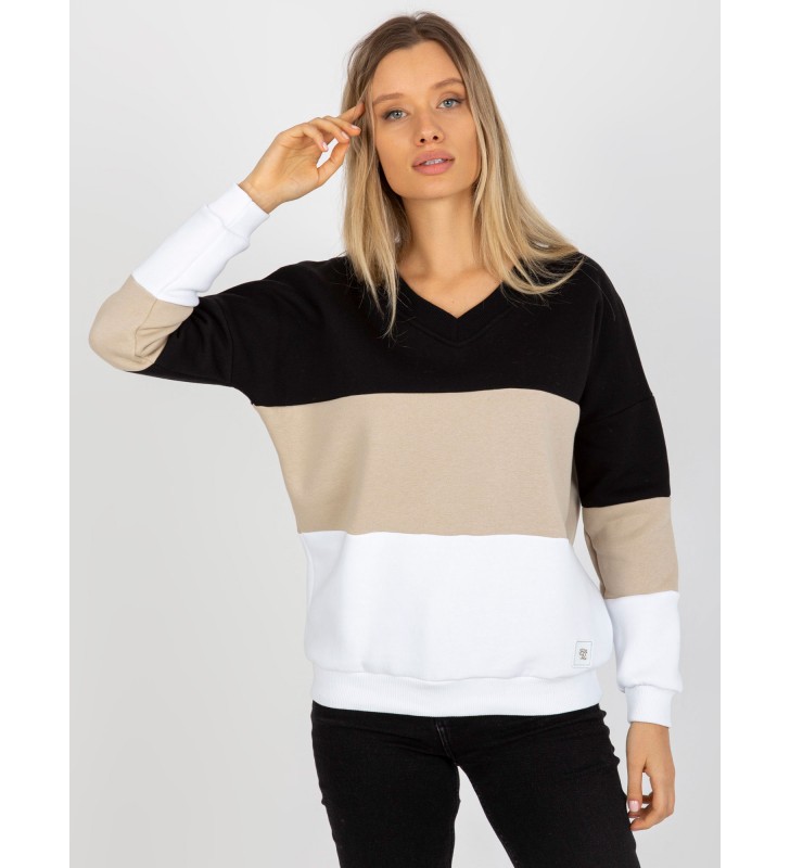 Bluza bez kaptura RV-BL-8377.89 czarno-beżowy