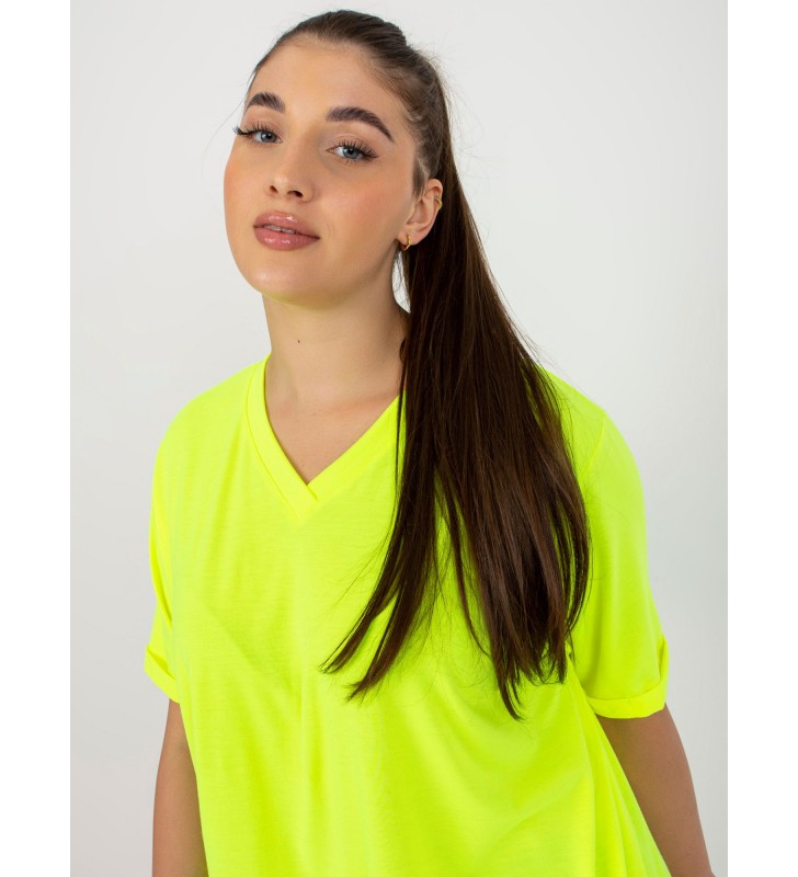 Bluzka plus size RV-BZ-7854.91 fluo żółty