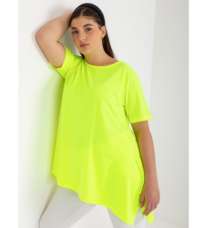 Bluzka plus size RV-BZ-7857.58 fluo żółty