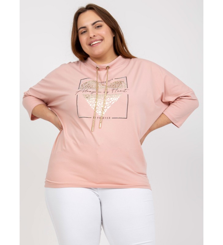 Bluzka plus size RV-BZ-7485.13P jasny różowy