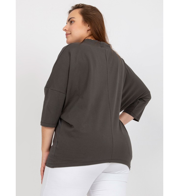 Bluzka plus size RV-BZ-7485.13P ciemny khaki