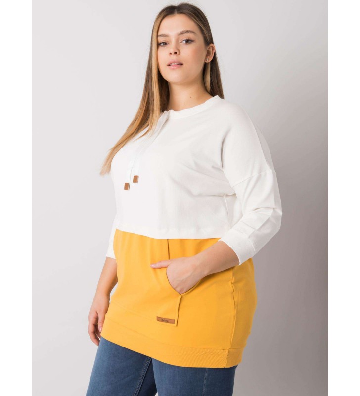 Bluza plus size RV-BL-6845.51P biało-żółty