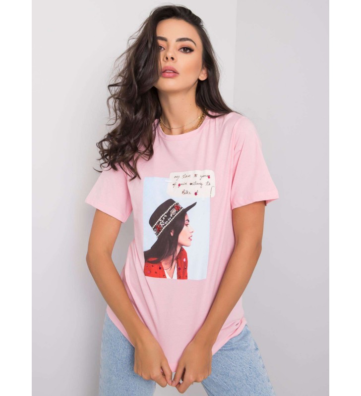 T-shirt z nadrukiem PM-TS-SS21TX64.32 różowy