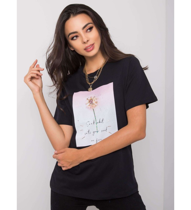 T-shirt z nadrukiem PM-TS-SS21TX60.05P czarny