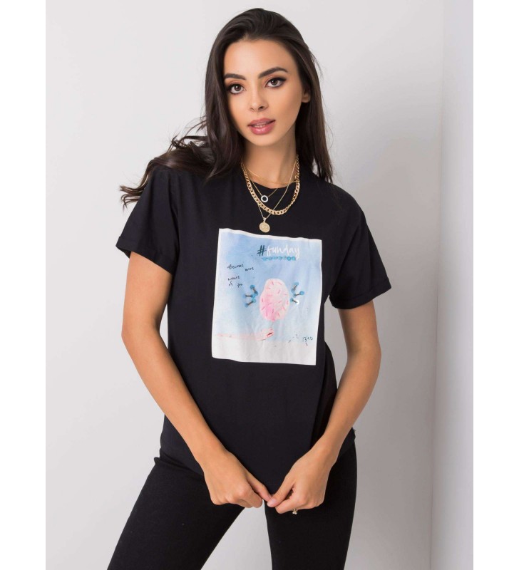 T-shirt z nadrukiem PM-TS-SS21CA59.01P czarny