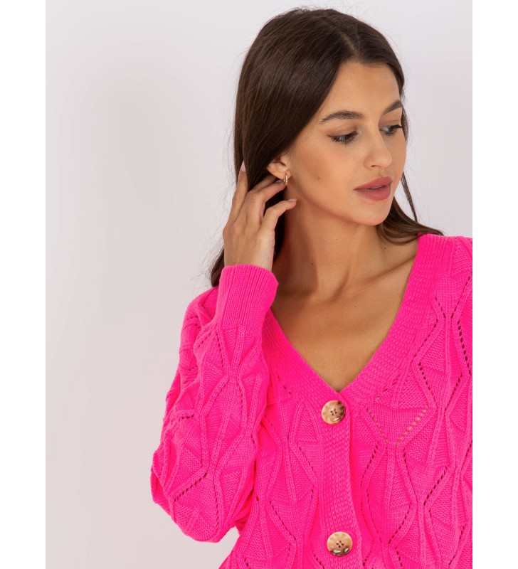 Sweter rozpinany LC-SW-8035.06X fluo różowy