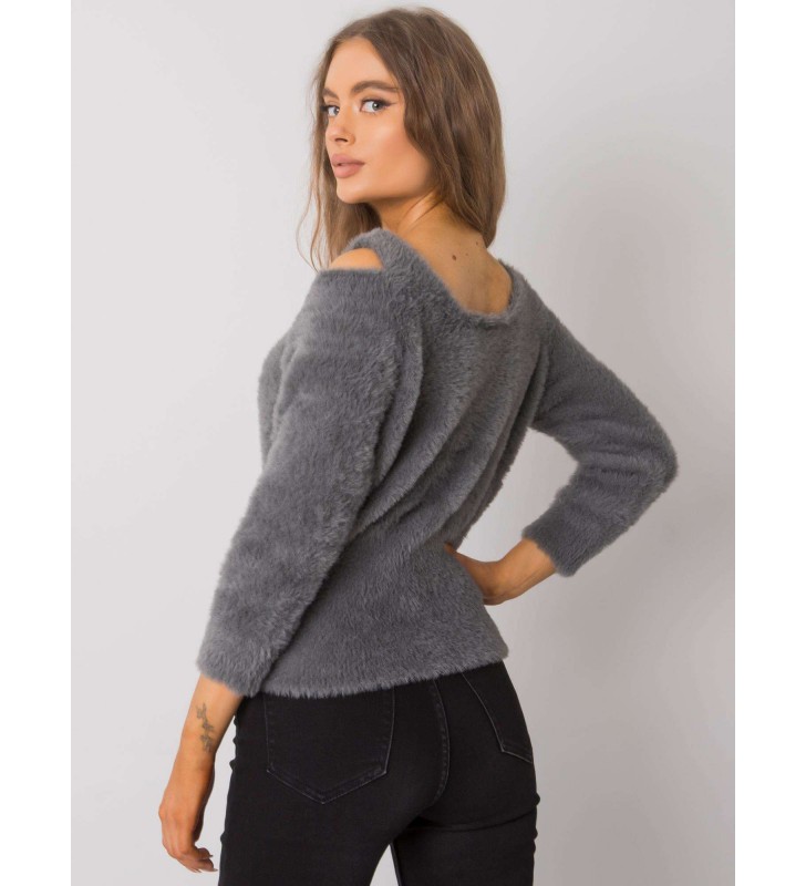 Sweter z odkrytymi ramionami LC-SW-7033.27X ciemny szary