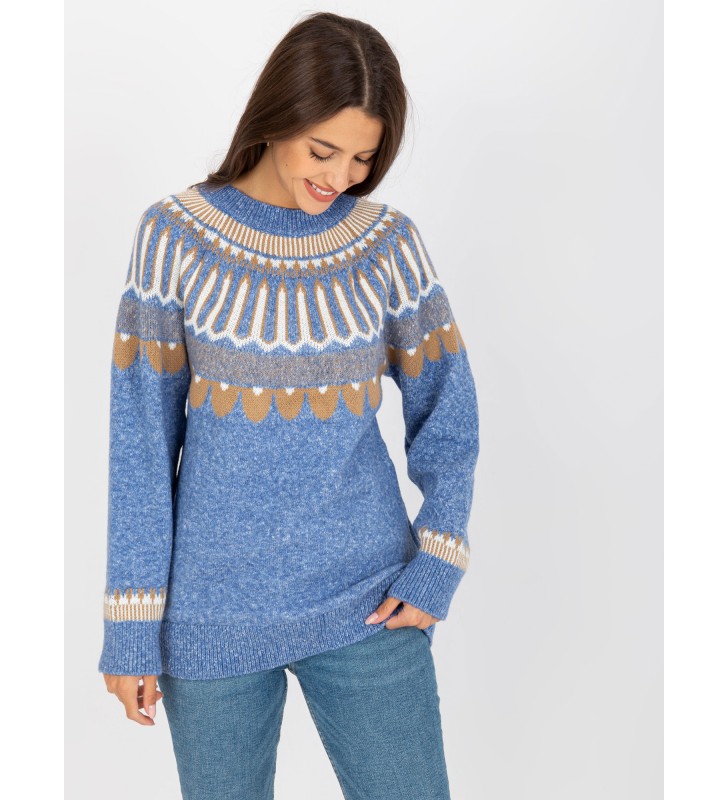 Sweter klasyczny LC-SW-0342.06X niebieski