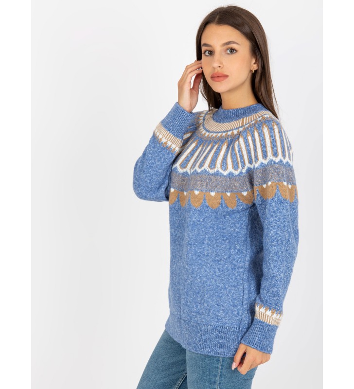 Sweter klasyczny LC-SW-0342.06X niebieski