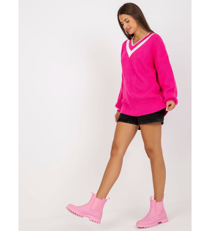 Sweter oversize LC-SW-0335.06X fluo różowy