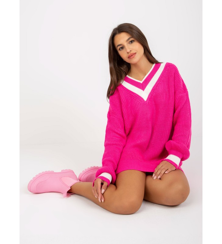 Sweter oversize LC-SW-0335.06X fluo różowy