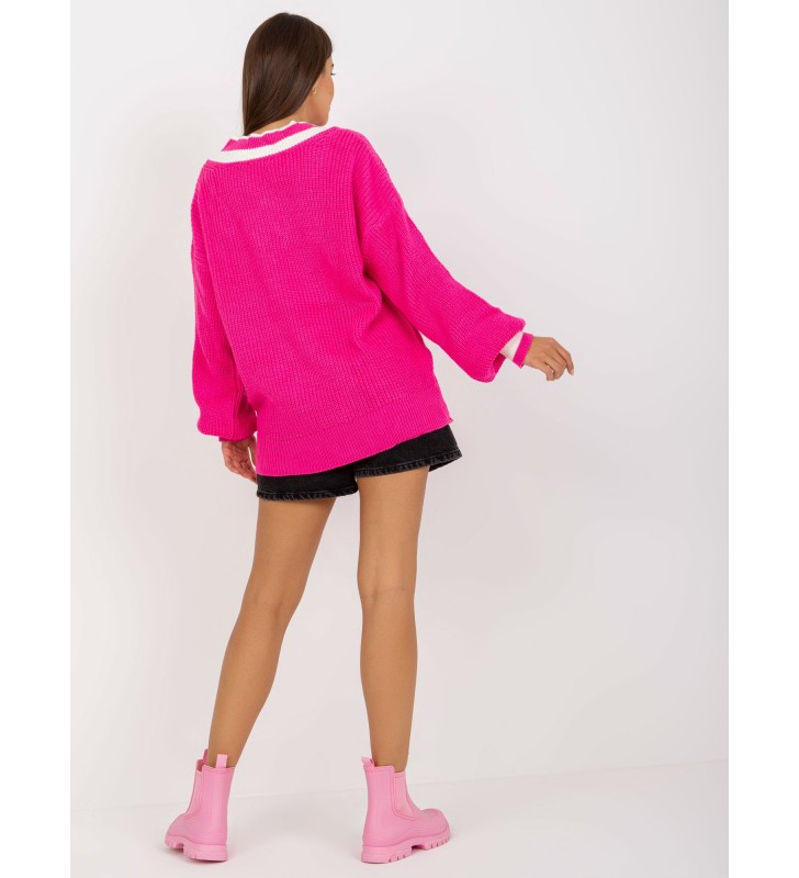 Sweter oversize LC-SW-0335.06X fluo różowy