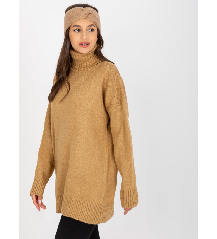 Sweter z golfem LC-SW-0331.89P camelowy