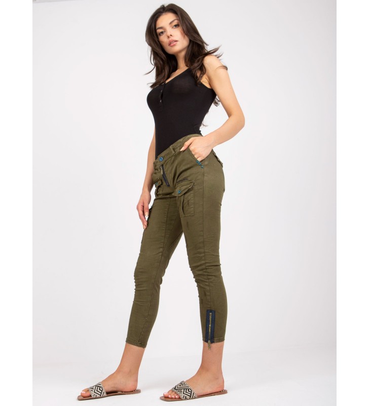 Spodnie z materiału EM-SP-DY218.85 khaki