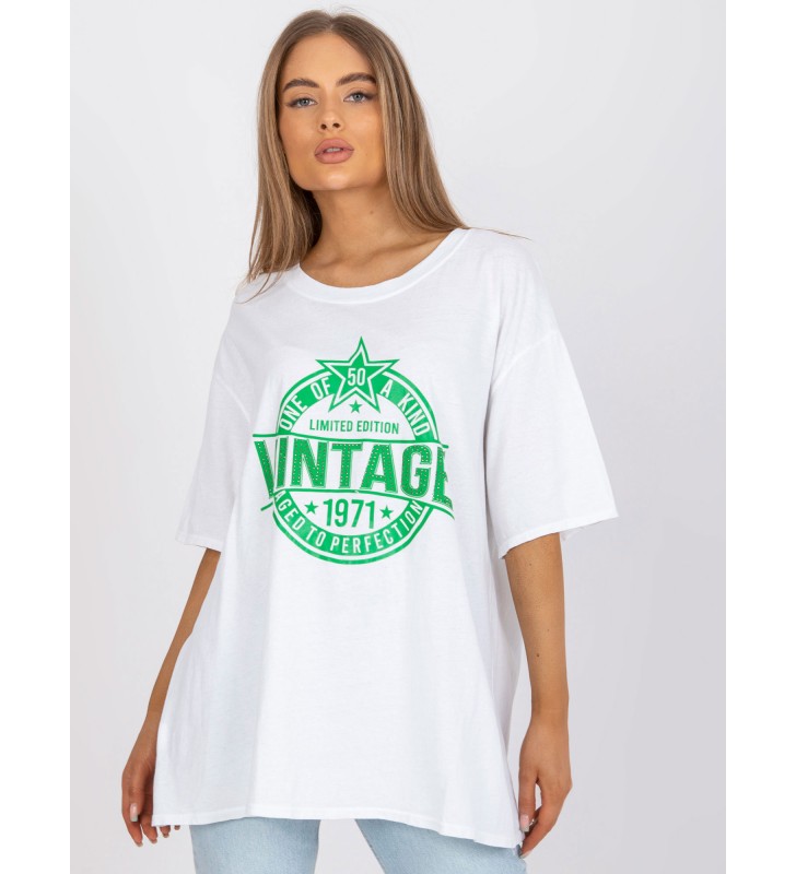 T-shirt z aplikacją DHJ-TS-6862.24X biało-zielony