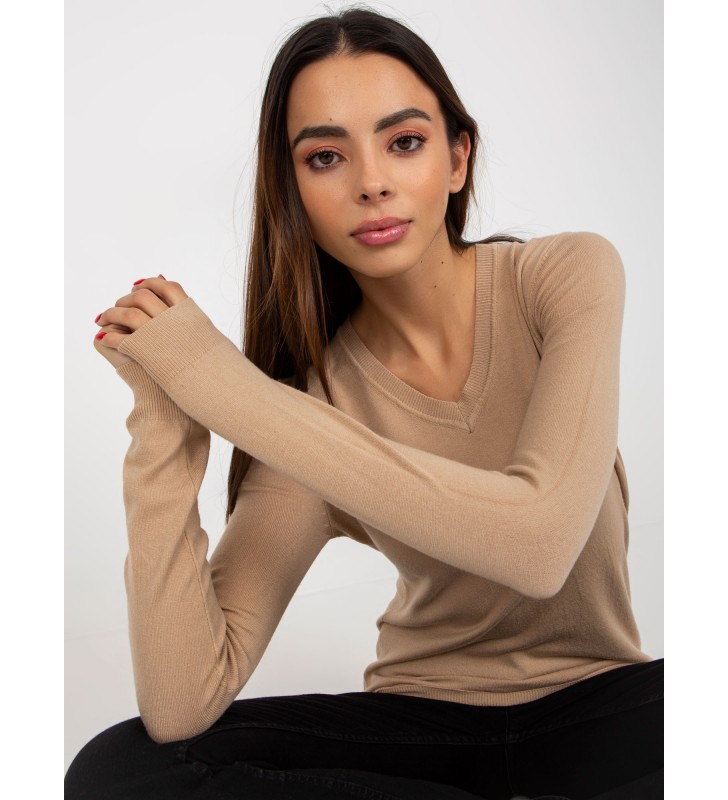 Sweter klasyczny NM-SW-J52002.70 ciemny bezowy