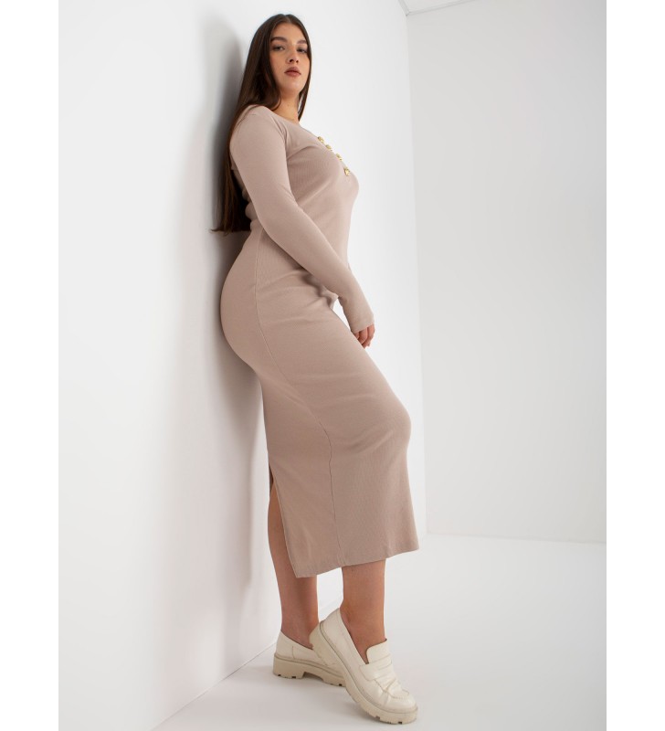 Sukienka plus size FA-SK-0244.96 beżowy