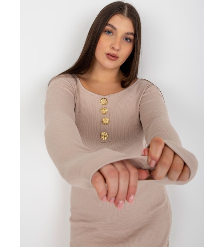 Sukienka plus size FA-SK-0244.96 beżowy