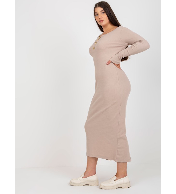 Sukienka plus size FA-SK-0244.96 beżowy